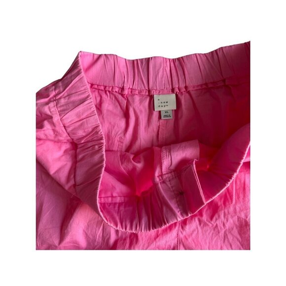 A New Day Poplin Shorts Women XLarge Pull On Elastic Waist High-Rise Pink - Picture 3 of 8